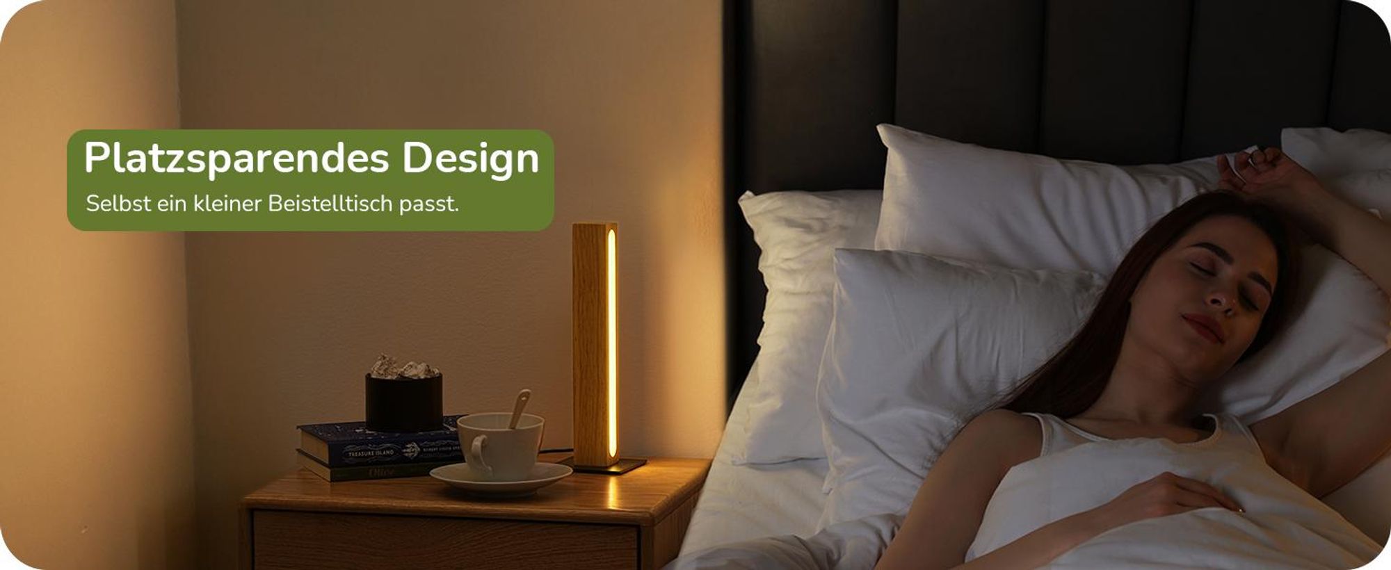 EDISHINE LED Tischlampe Holz, Nachttischlampe Touch Dimmbar, Speicherfunktion