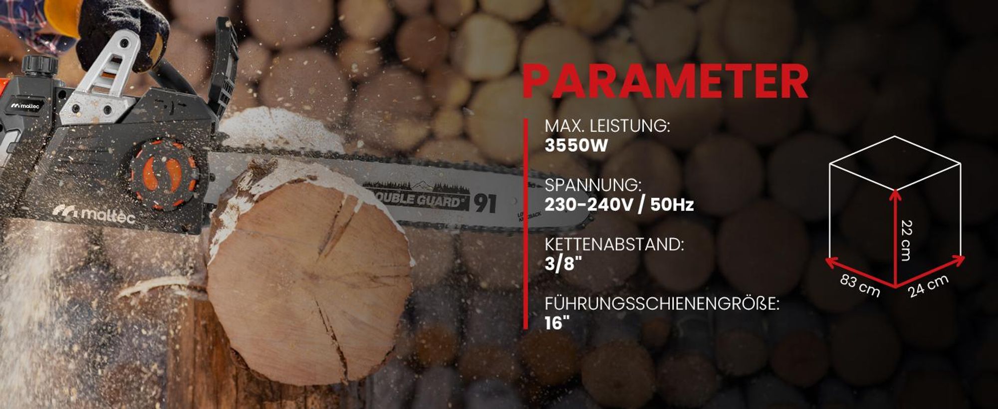 Elektrische Kettensäge Motorsäge mit Schnittlänge 40cm