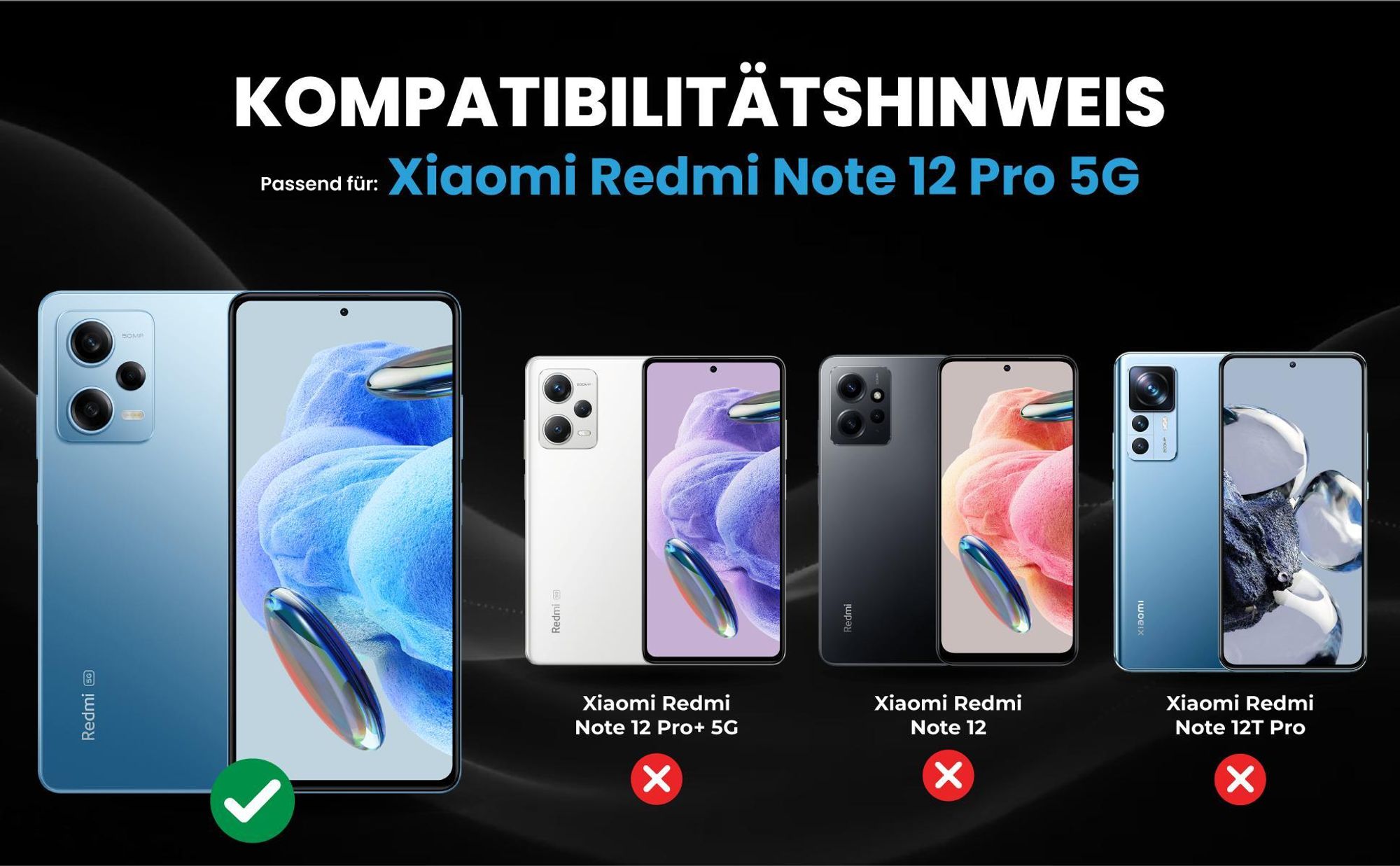 Kompatibilitätshinweise Hülle für Xiaomi Redmi Note 12 Pro 5G