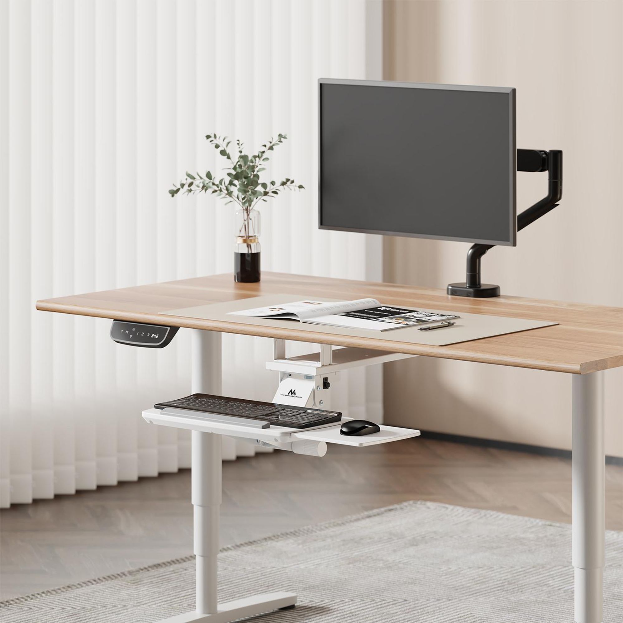 Maclean Untertisch-Tastaturablage verstellbar max. 5kg weiß MC-156 W