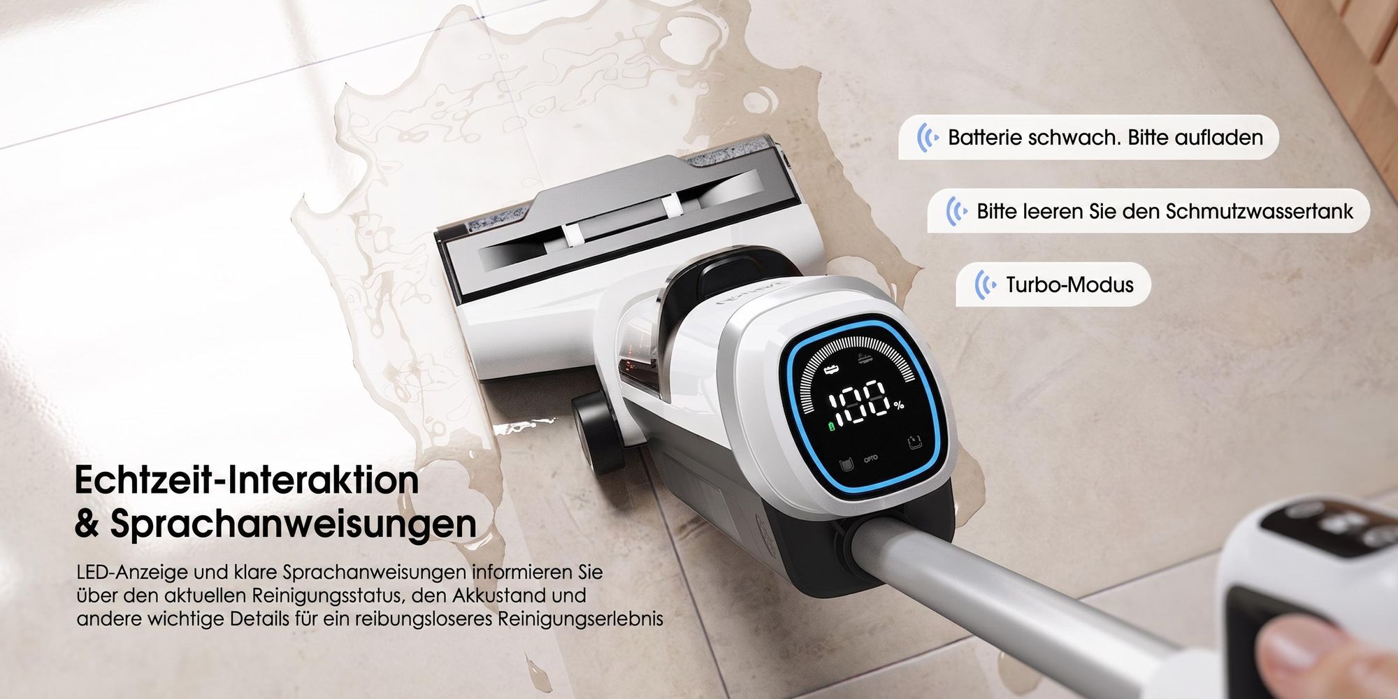 Lubluelu 3-in-1 Nass-und Trockensauger, 17kPa Saugkraft, Selbstreinigungsfunktion per Knopfdruck, HEPA-Filter, Intelligente Sprachansage, Für Tierhaar