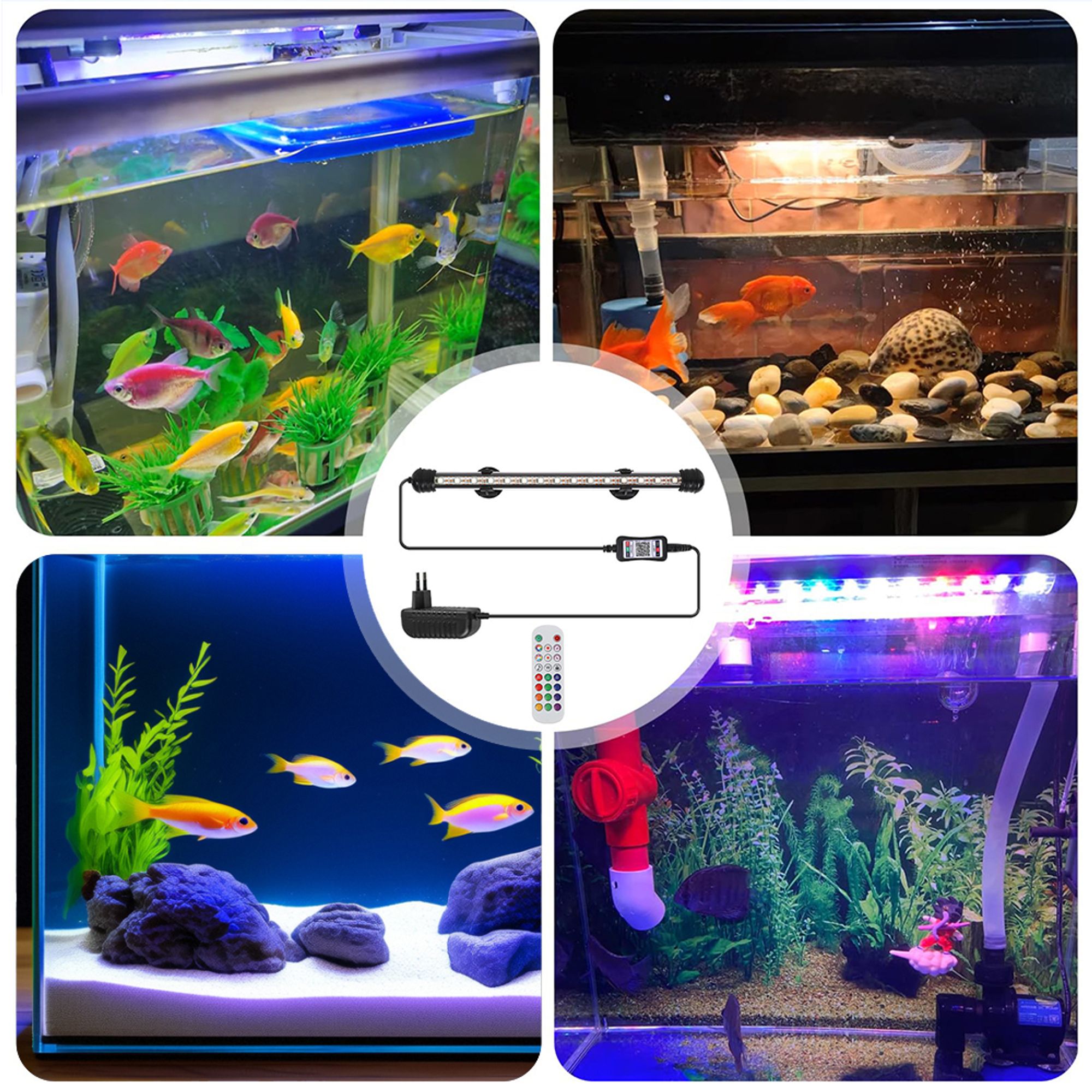 38cm Aquarium LED Lampe IP68 Wasserdicht 5W 21LEDs RGB Beleuchtung Aquarium Licht mit APP Fernbedienung Aquarienpflanzen Licht DIY Aquarienbeleuchtung