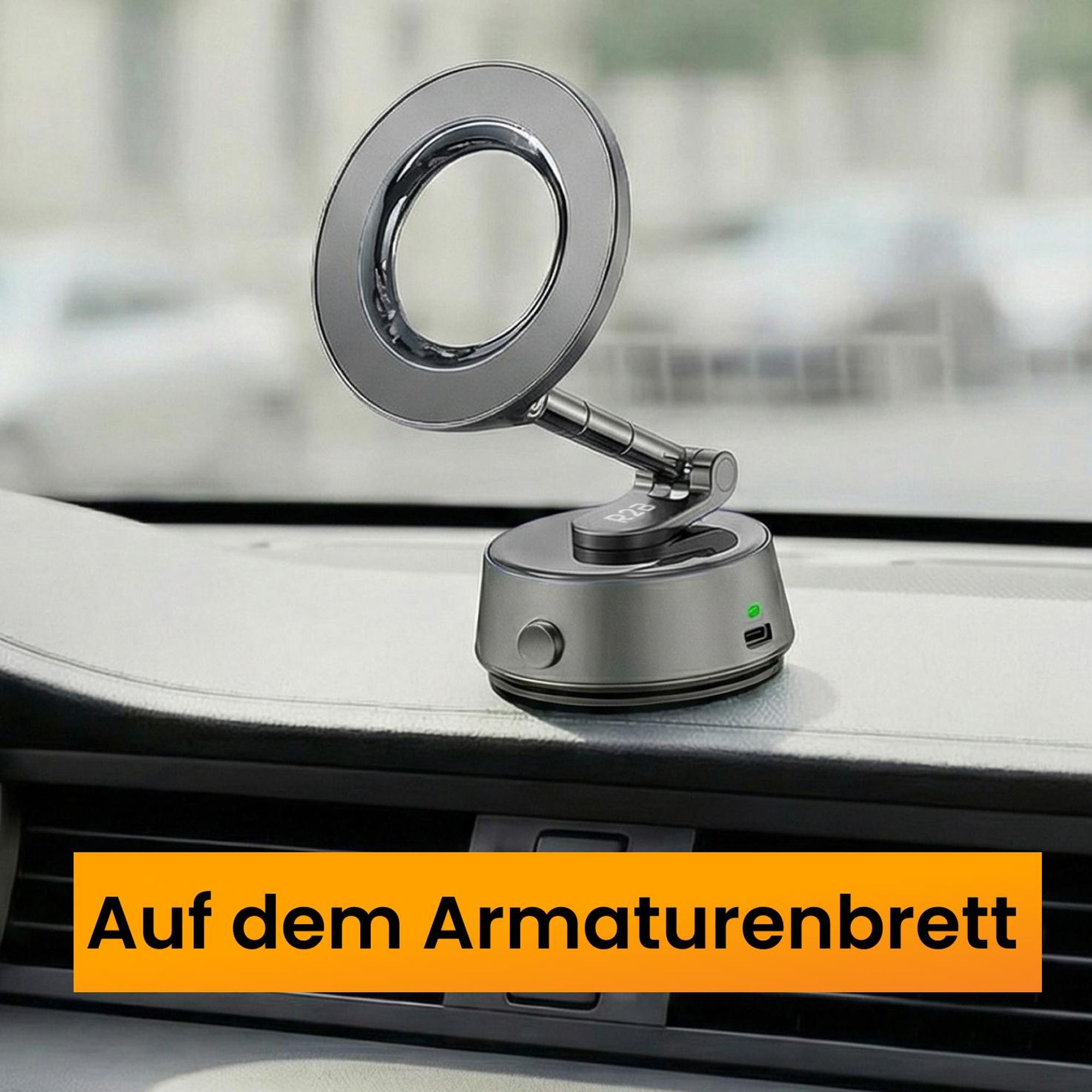 R2B Autohandyhalterung mit elektrischem Vakuum-Saugnapf, magnetisch und klappbar, für Armaturenbrett und Scheibe, kompatibel mit MagSafe
