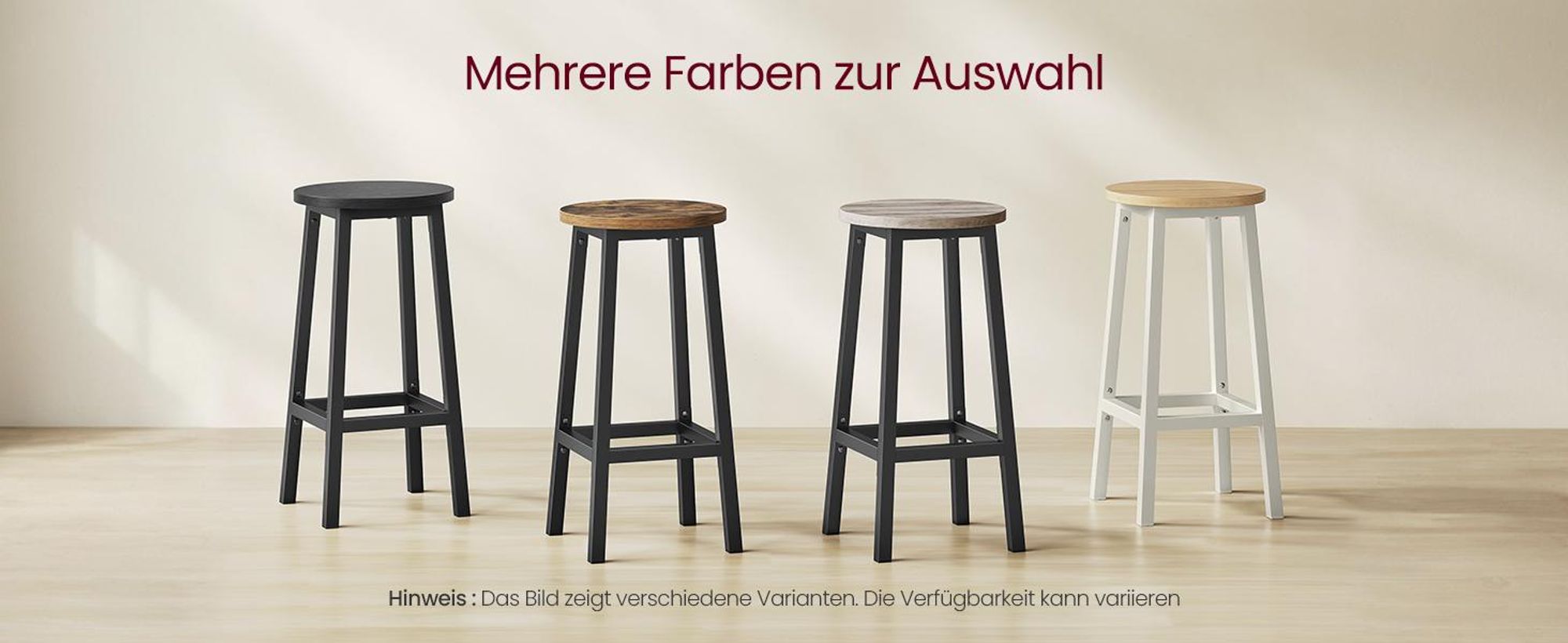 VASAGLE Barhocker Barstühle (Set, 2 St., 2er), bis 100kg belastbar, 32x32x65cm, CBL32
