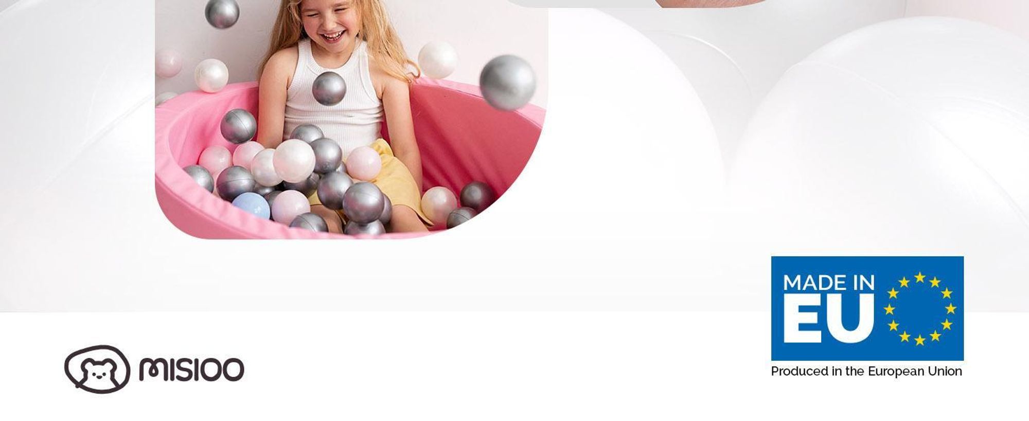 MISIOO palline per il bagno 300 pezzi - palline per il bagno - palline Ø 6 cm - palline in plastica 100% LDPE - giocattolo per bambini - rosa chiaro/perline/argento