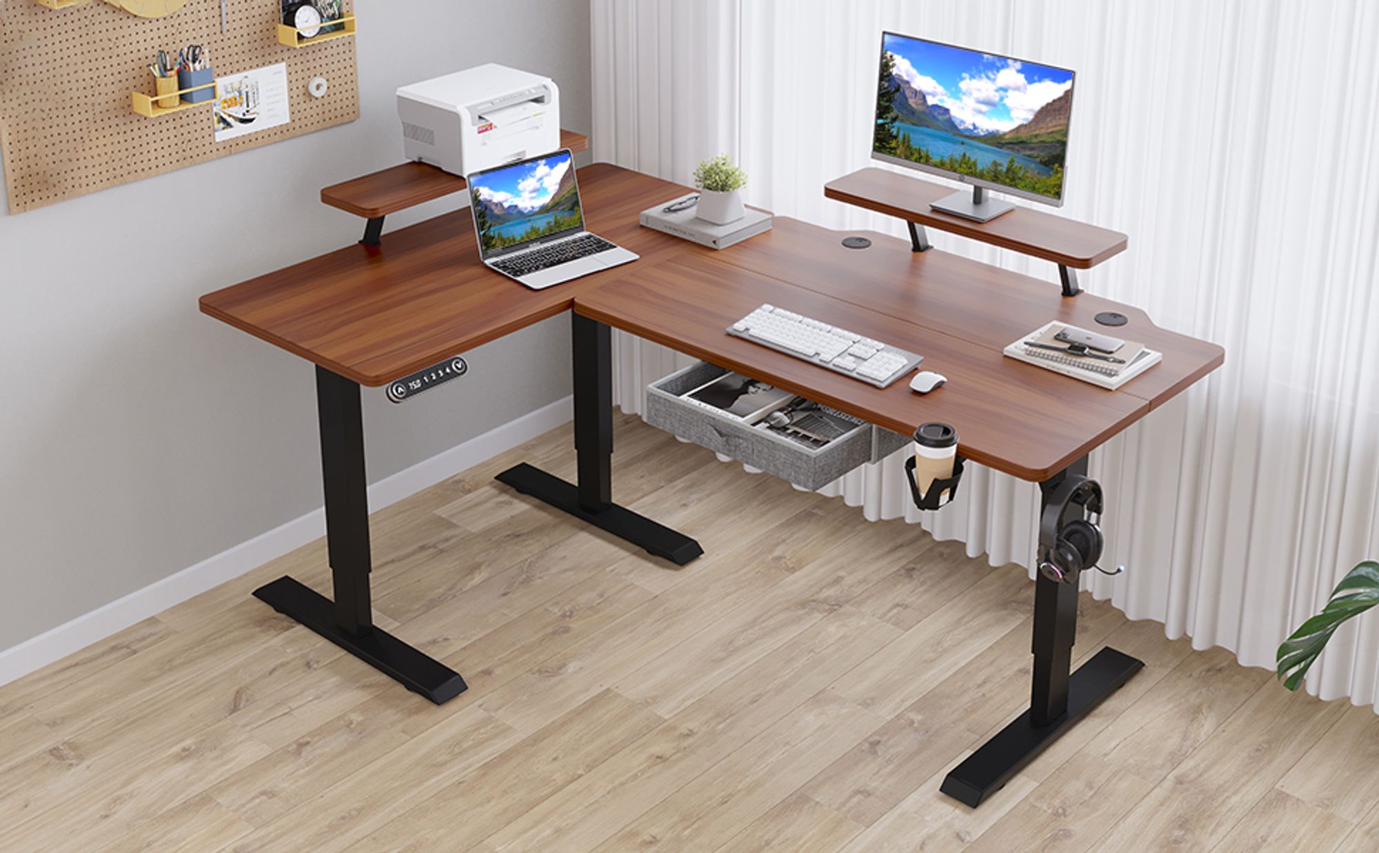 Hilodesk 160cm L-Schreibtisch Elektrisch Höhenverstellbar Eckschreibtisch L Förmiger Bürotische