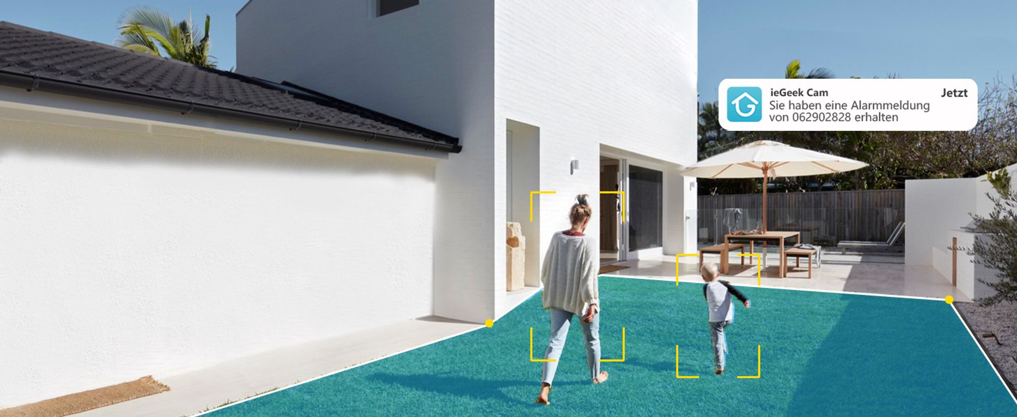 ieGeek 5MP Outdoor-Überwachungskamera, Akku, Outdoor-WLAN mit Solarpanel, PTZ, PIR, 30 m farbige Nachtsicht, zwei Audio, 2,4 G WiFi, 4dBi WiFi-Antenne