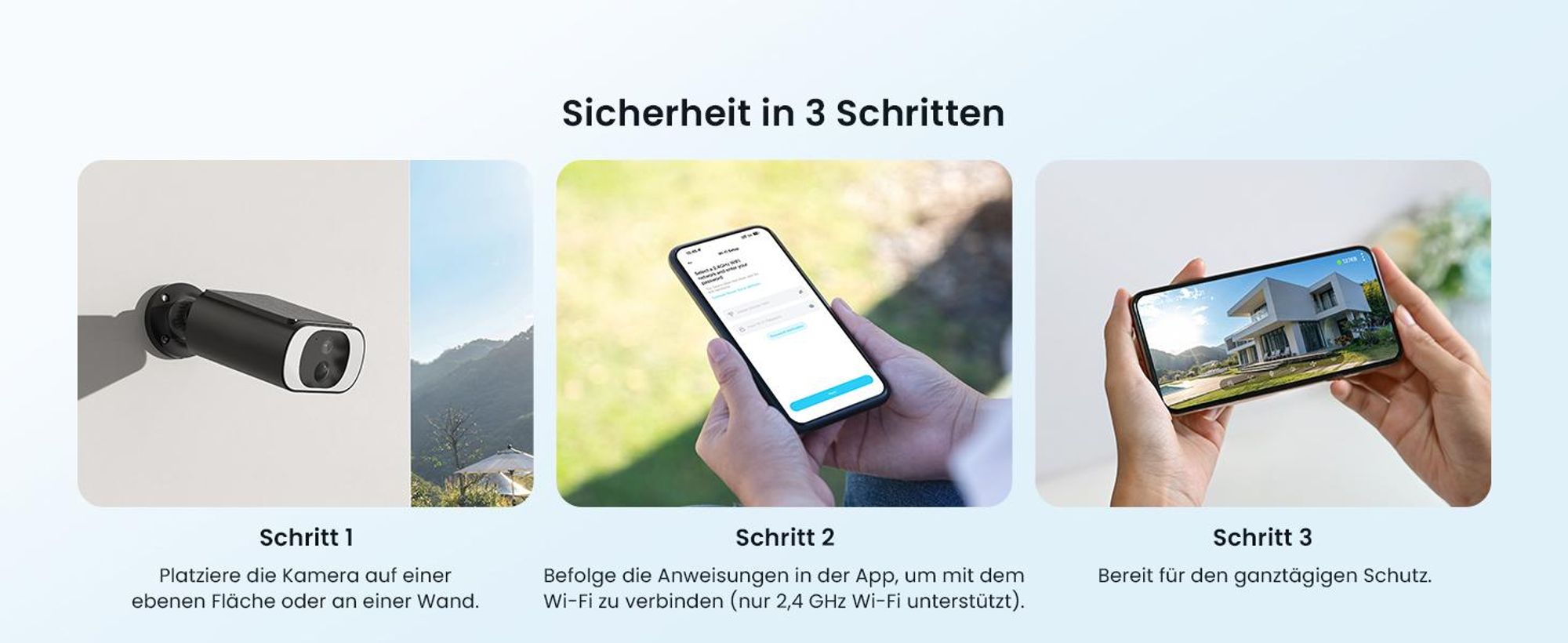2K Überwachungskamera Aussen Solar, PTZ Kamera Überwachung Aussen Akku 2,4GHz WLAN Kamera mit PIR Bewegungsmelder
