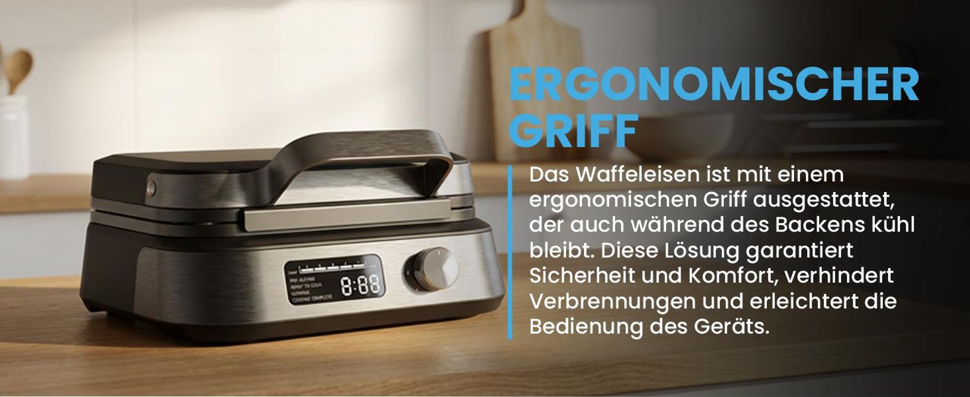 Waffeleisen Wafflemaker mit Backform für 2 grosse Waffeln