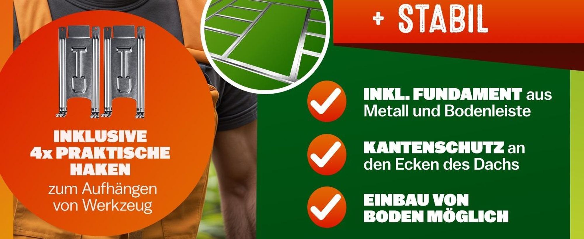 GARDEBRUK Gerätehaus XXL Metall 9m³ mit Fundament