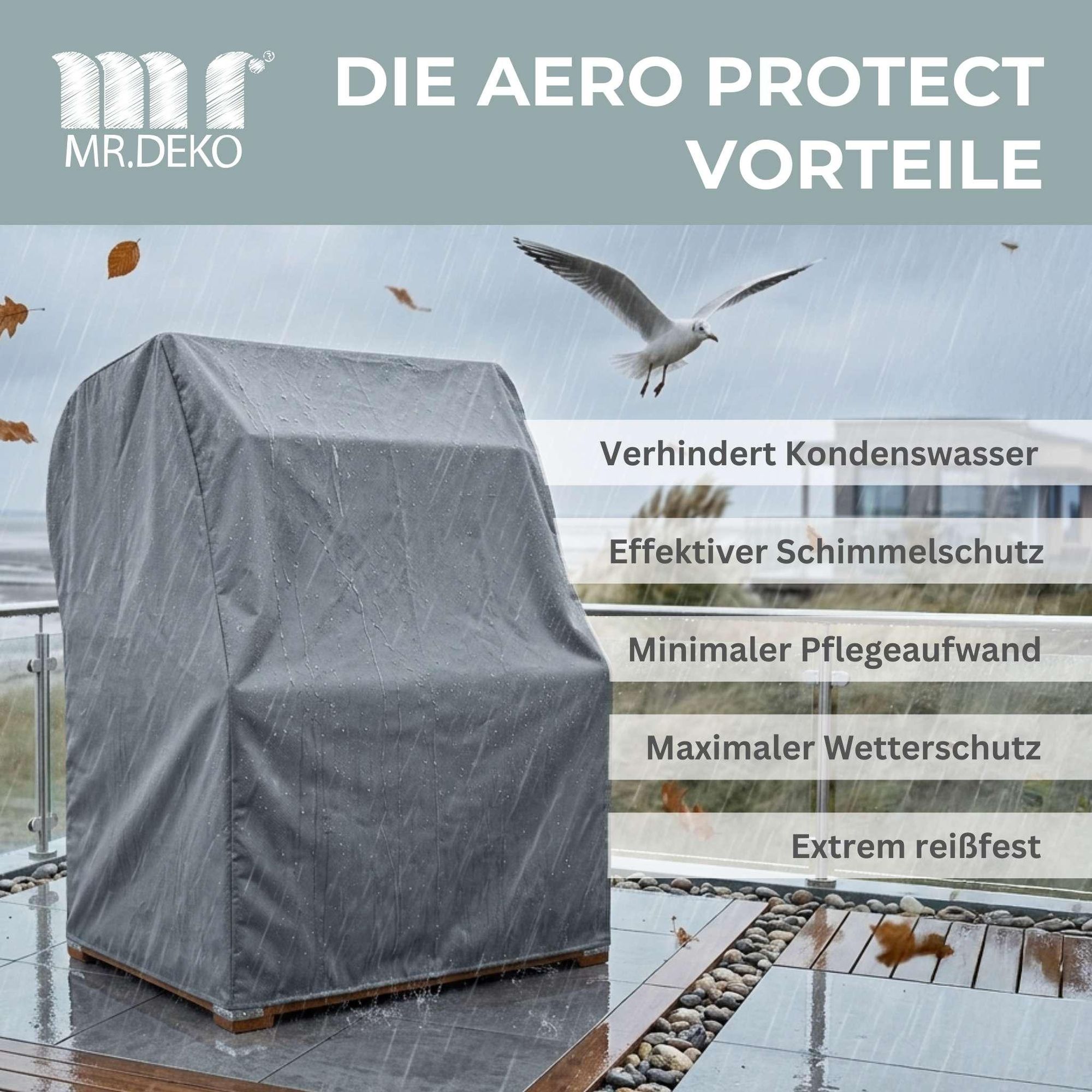 Strandkorb Schutzhaube Aero Protect dunkelgrau - Größe M