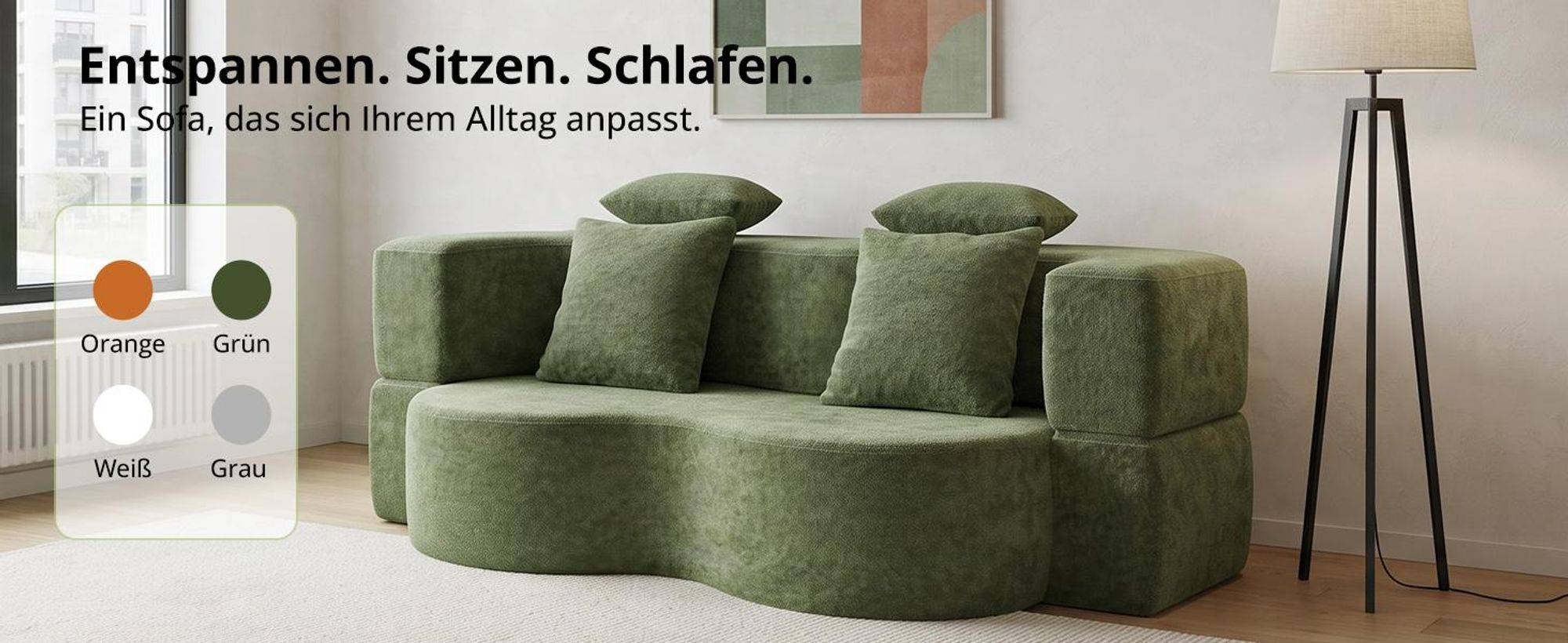 Sofa 3-Sitzer mit Schlaffunktion, 196 cm Komfortables Schlafsofa aus Teddyfleece, bis 450kg belastbar, Bettcouch, Couch Gästebett, platzsparend
