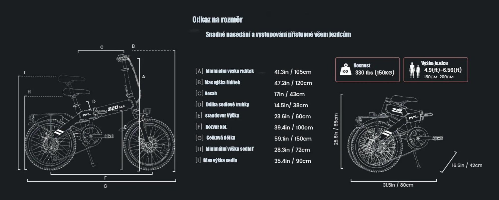 Elektrokolo PVY Z20 PRO EVO – Motor 250W Baterie 36V14.5AH 20 Palcové Pneumatiky Mechanické Kotoučové Brzdy - Šedé