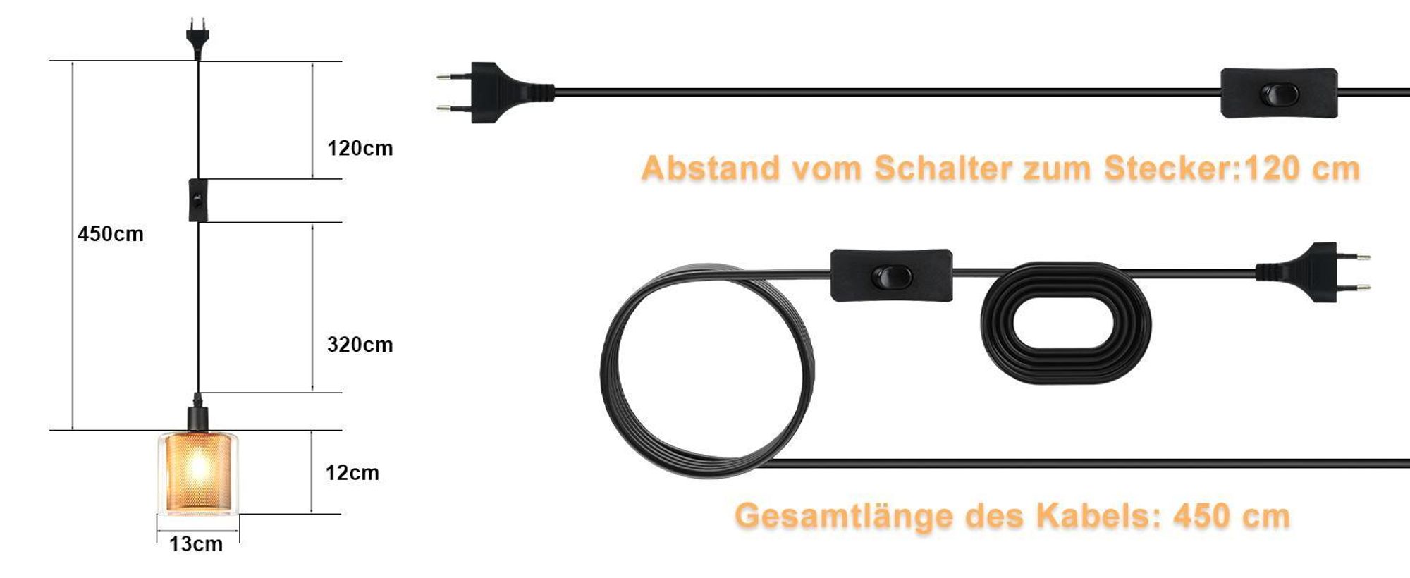 ZMH Hängelampe Vintage Pendelleuchte 1 Flammig: Glas Gold Hängeleuchte mit Stecker und Schalter Pendellampe E14 4,5M Kabel Metall Retro Esstisch Lampe Hängend für Esszimmer Wohnzimmer Küche