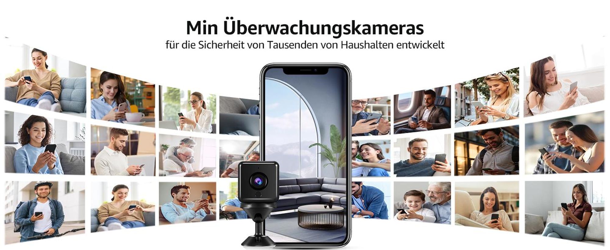 Mini Kamera, 4K HD WLAN Überwachungskamera Innen Für Live Übertragung Handy APP, WiFi Camera Nachtsichtkamera mit Bewegungsmelder, Cloud-Speicherplatz