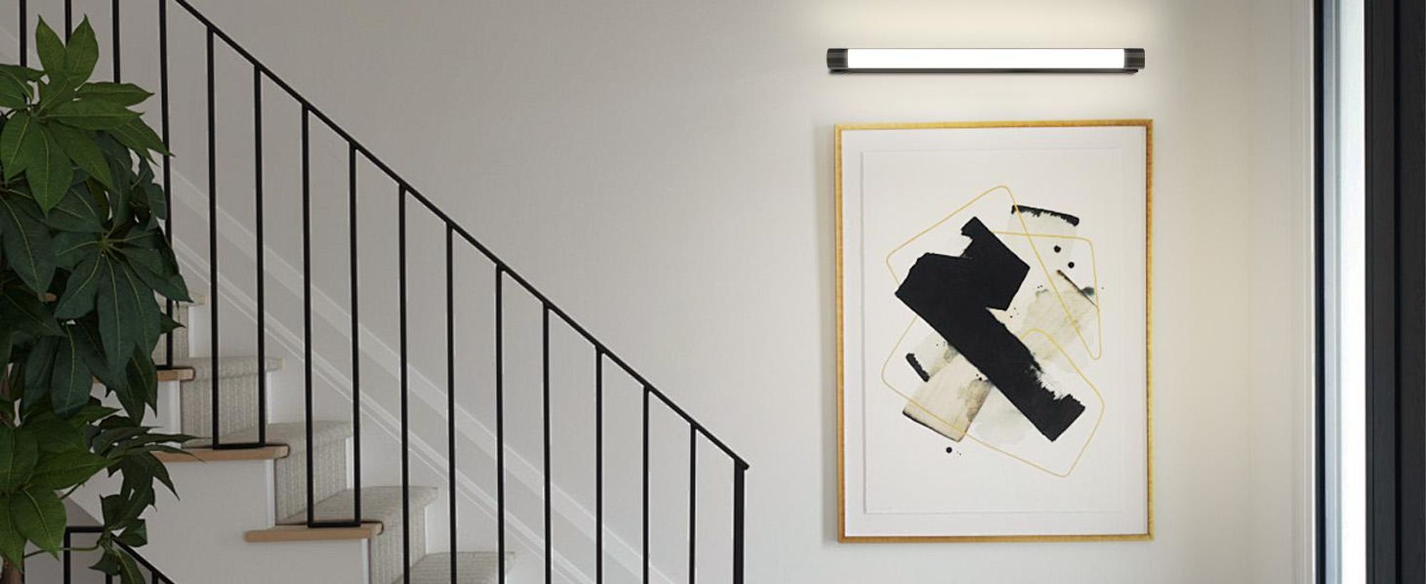 ZMH LED spiegelverlichting, badkamerspiegellamp, 50 cm, 10W, badkamerlamp, wandmontage, zwart, wandlamp voor badkamer, neutraal wit licht (4000K), moderne wandlamp voor badkamer, geschikt voor kelder