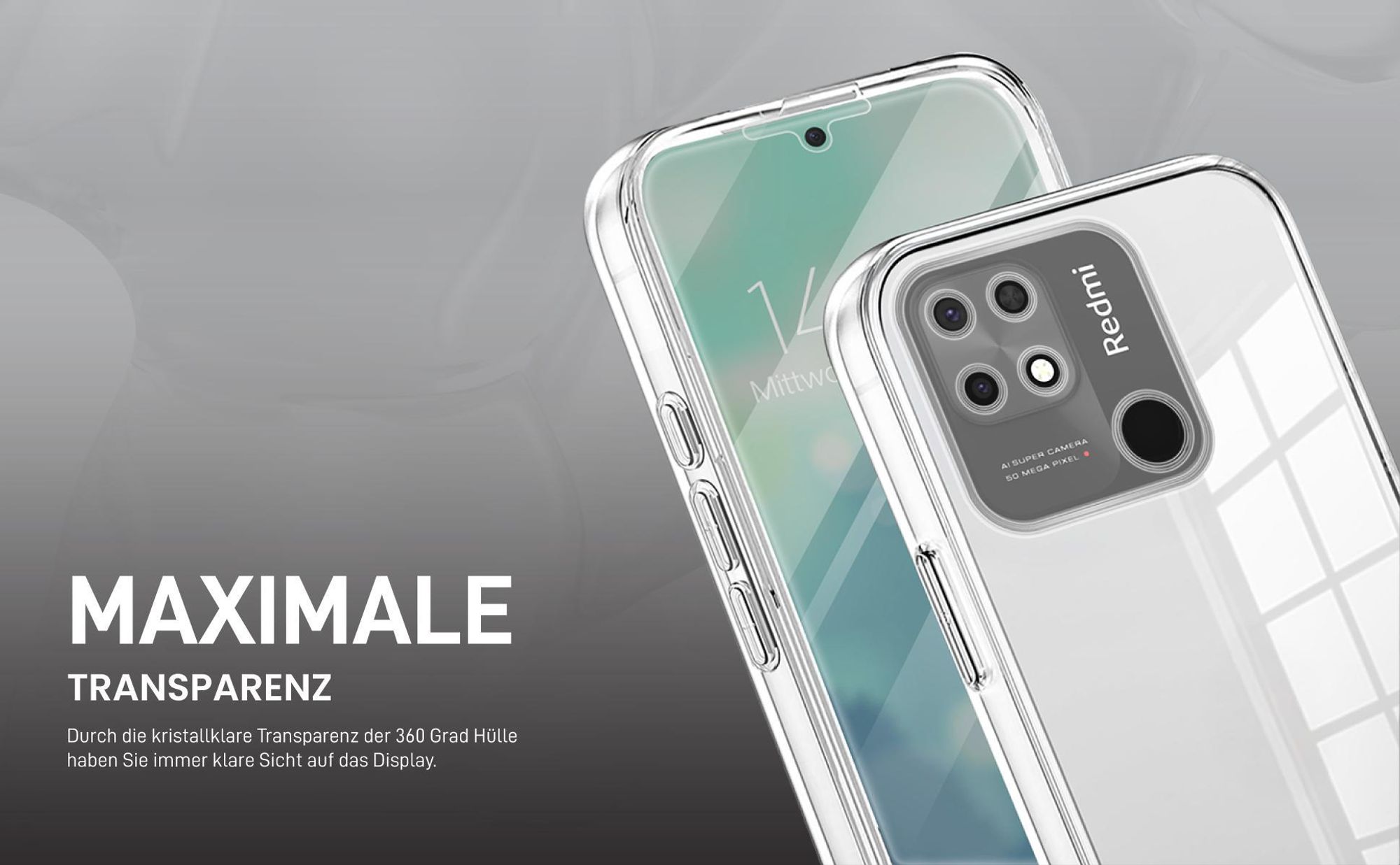 Transparentes 360 Grad Cover Front Back für Xiaomi Redmi 10C