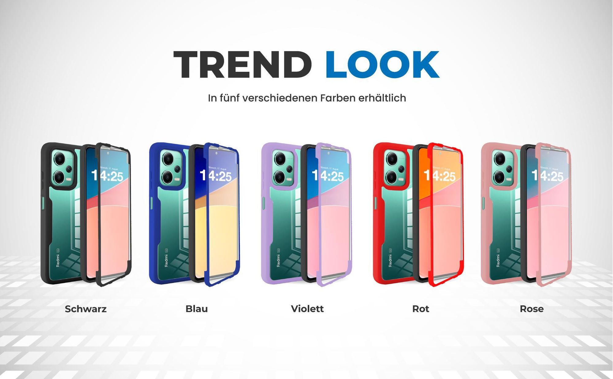 360 Grad Cover Front Back für Xiaomi Redmi Note 12 Pro 5G in verschiedenen Farben