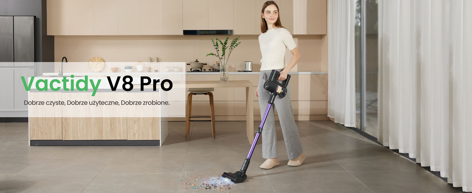 Bezprzewodowy odkurzacz Vactidy V8 Pro 35000 Pa, odkurzacz akumulatorowy 8 w 1, 45-minutowy samostojący odkurzacz ręczny do dywanów, sierści zwierząt, drewna i twardych podłóg