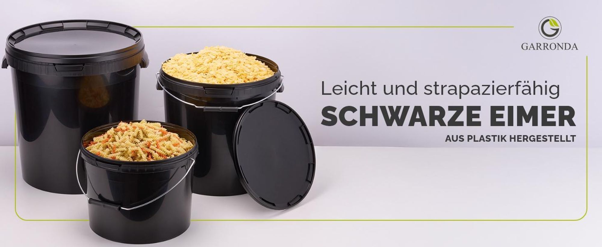 Garronda Eimer mit Deckel 30 L für die Lagerung von Lebensmittel- und Chemischen Produkten 1 Stück Schwarz GD-0104