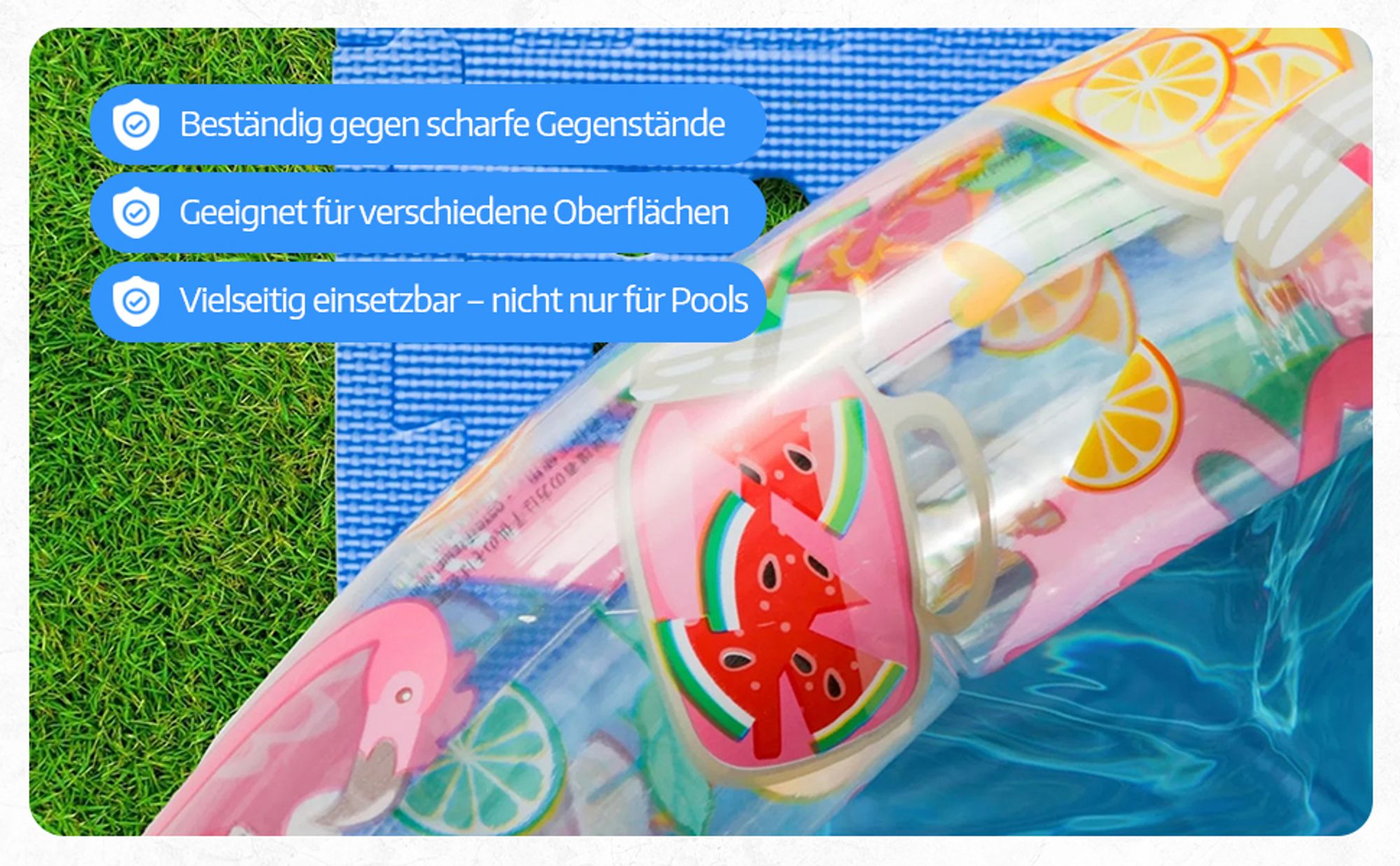 Meisterhome ® Pool Unterlegmatte Poolmatte Matte 9 Stück - 1 cm Dicke - 2.25 m² - Bodenschutzmatte für Pool - Planschbecken - Bodenfolie Bodenmatte Poolunterlage Bodenschutz Fitnessmatte blau
