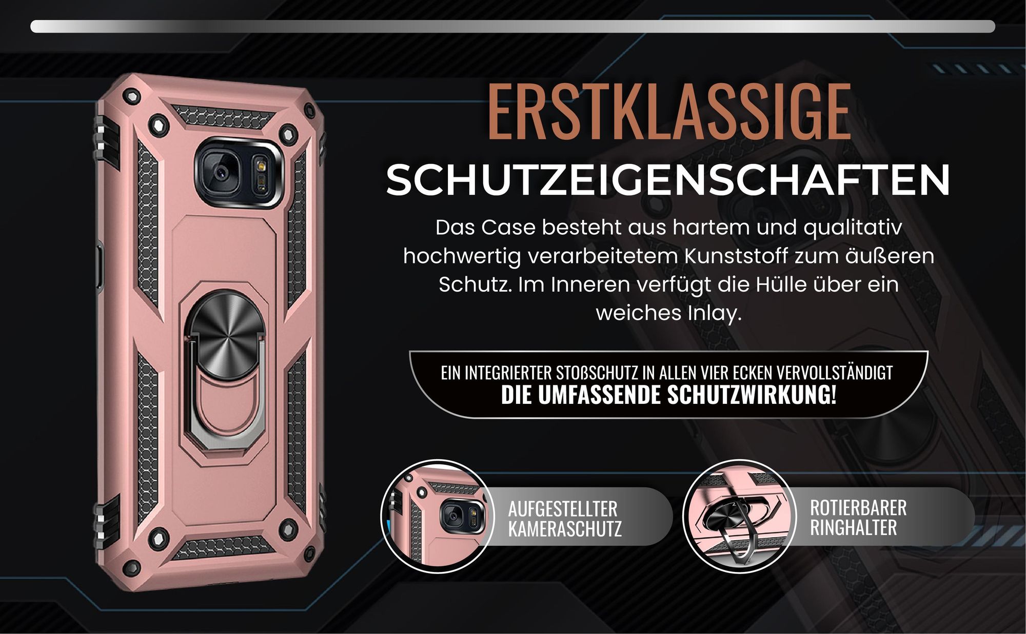 Handycase in Rosegold für Samsung Galaxy S7 mit Kameraschutz