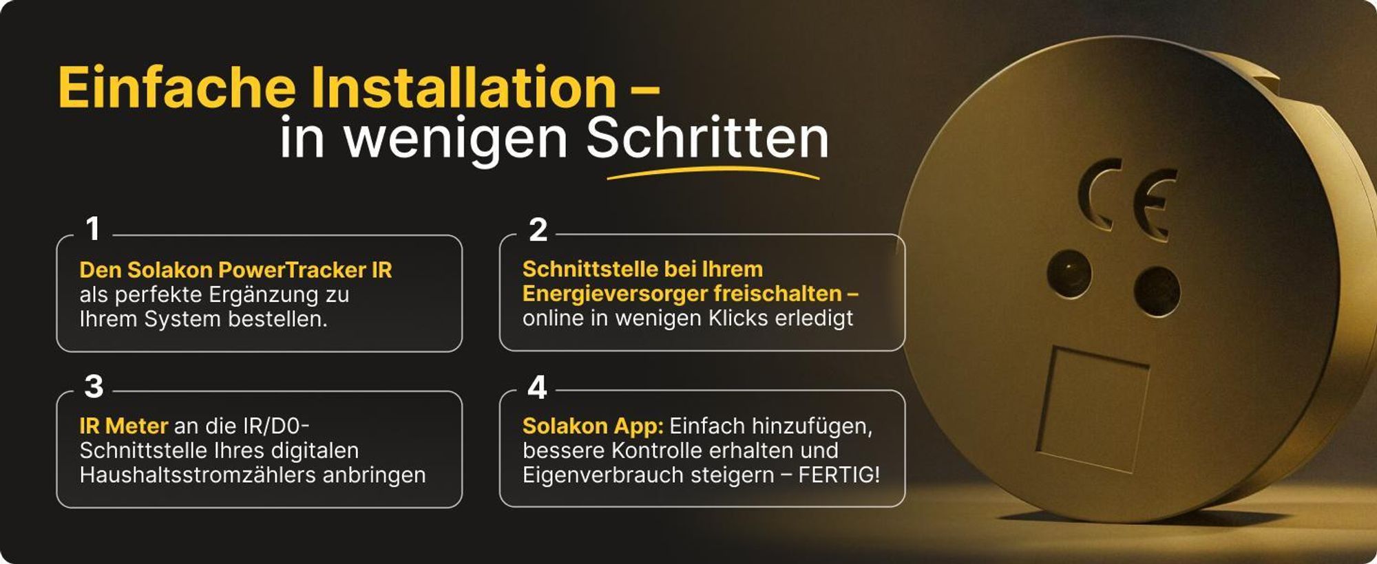 Solakon® PowerTracker IR Smart Meter - Optischer IR-Energiezähler für die Solakon ONE Speicher - Echtzeit-Messung des Netzverbrauchs