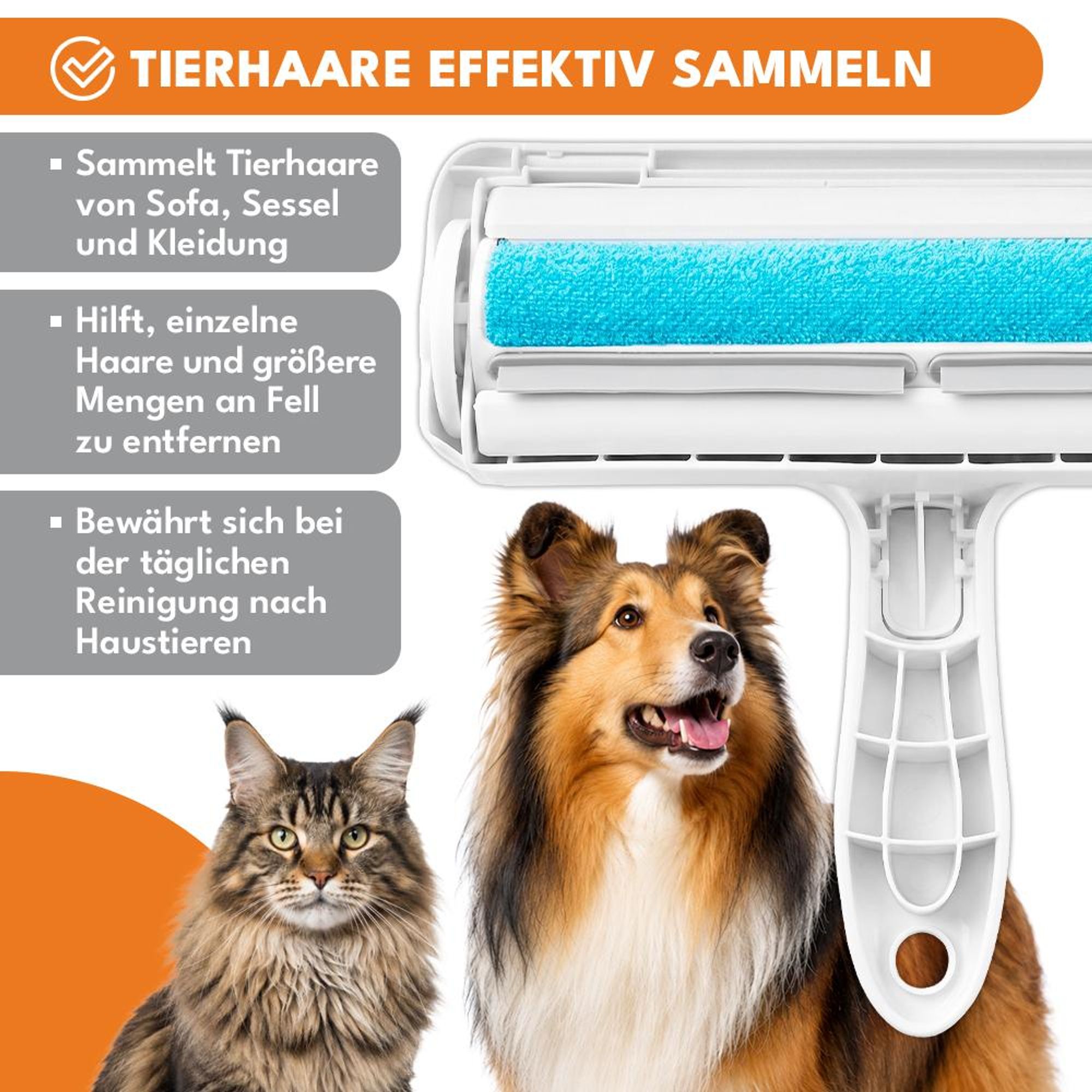 KRUMAD Tierhaarentferner Wiederverwendbar, Fusselrolle Tierhaare für Kleidung Sofa Auto, Wunderbürste Fusselbürste Katzenhaare