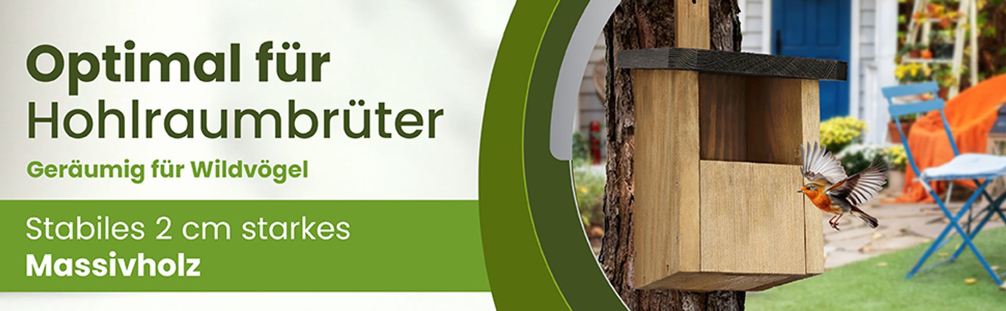 Waldfunk Nistkasten Halbhöhle für Rotkehlchen & Co. | Wetterfest & Massives Holz | Vogelhaus für Nischenbrüter | Einfache Aufhängung & Reinigung