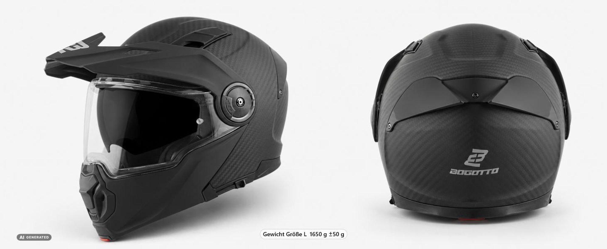 Bogotto FG-102 Carbon 6K Enduro Klapphelm, schwarz matt, XL (61/62)
