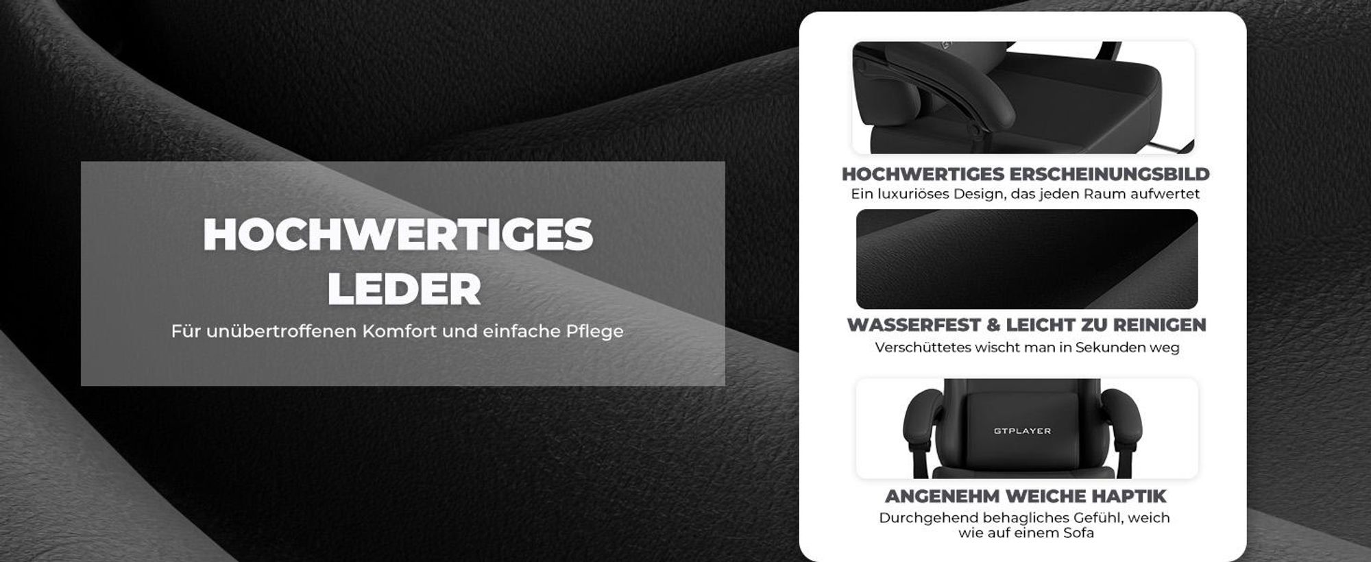 GTPLAYER Gaming Stuhl Ergonomischer Gaming Sessel Schreibtischstuhl Bürostuhl mit Kunstleder Federsitzkissen, Verbindungsarmlehnen, mit Fußstütze