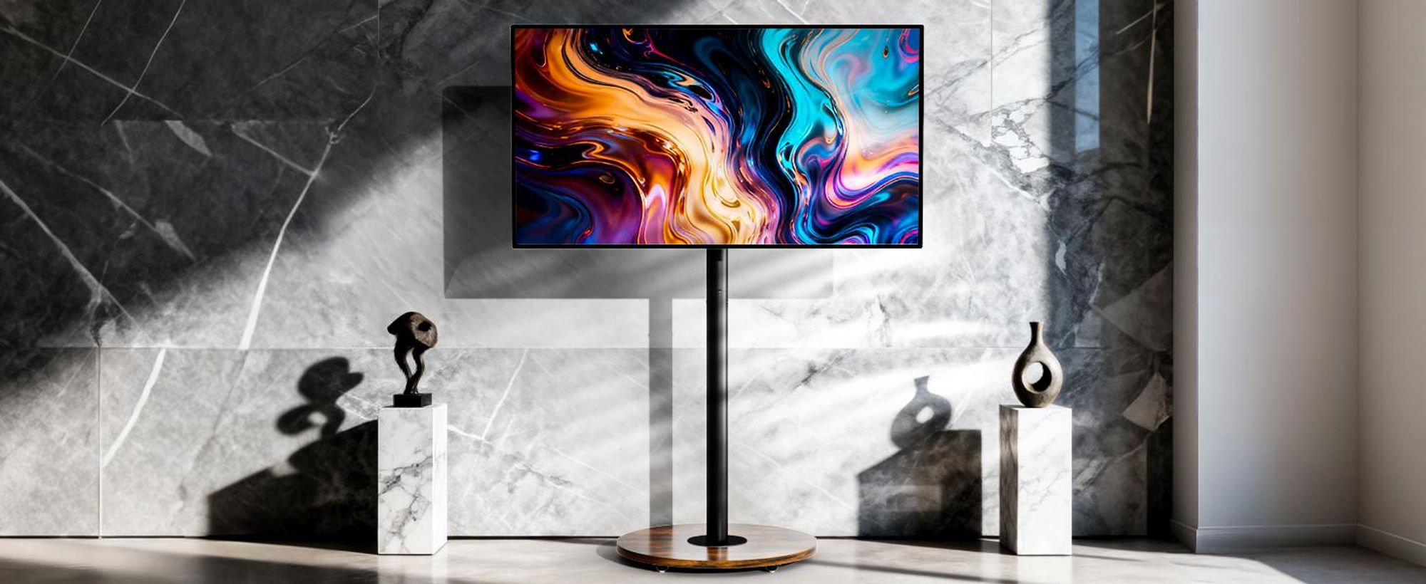 WISFOR TV Standfuss Höhenverstellbar, TV Ständer Rollbar, TV Bodenständer für 40-75 Zoll Fernsehstand, VESA 600x400mm, bis Max 50kg, schwarz