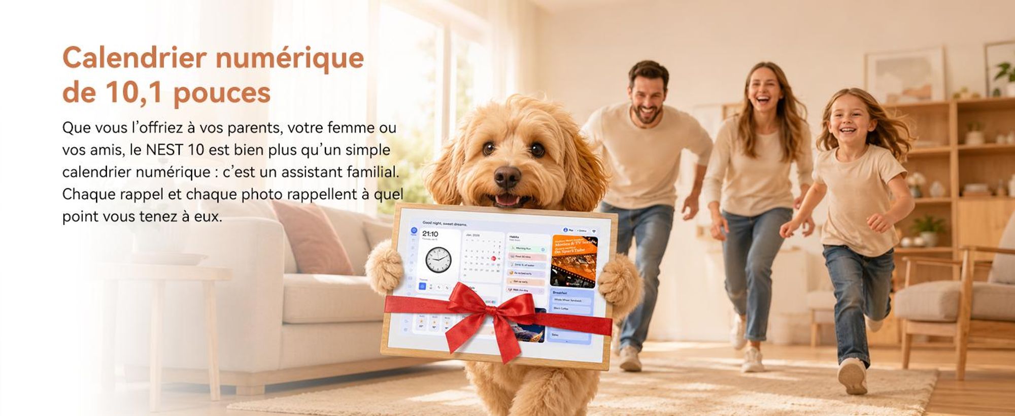 2026 NOUVEAU ! Blackview NEST 10, calendrier numérique et cadre photo de 10,1 pouces avec écran tactile, Wi-Fi, résolution 1280x800, format 16:10, partage de photos, contrôle parental, design en bois