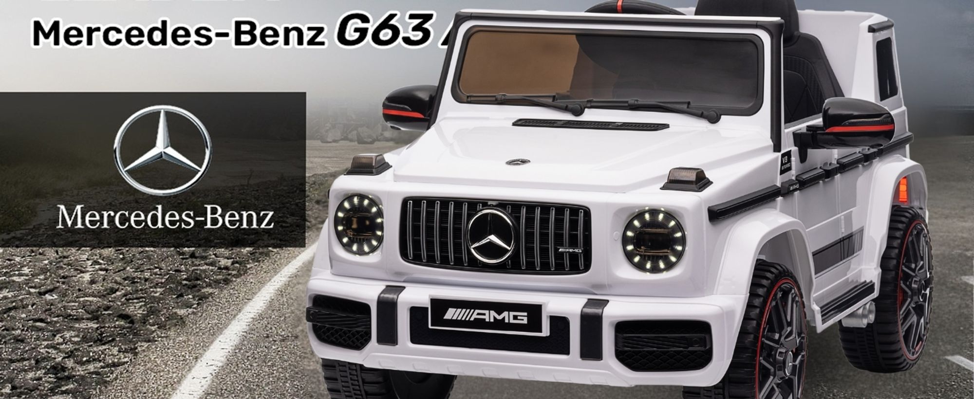 FCH Elektroautos für Kinder Mercedes Benz G63 AMG mit 12V Elektrofahrzeug 2,4G Fernbedienung, 2-türiges Kinder-Elektrofahrzeug mit MP3 Weiß