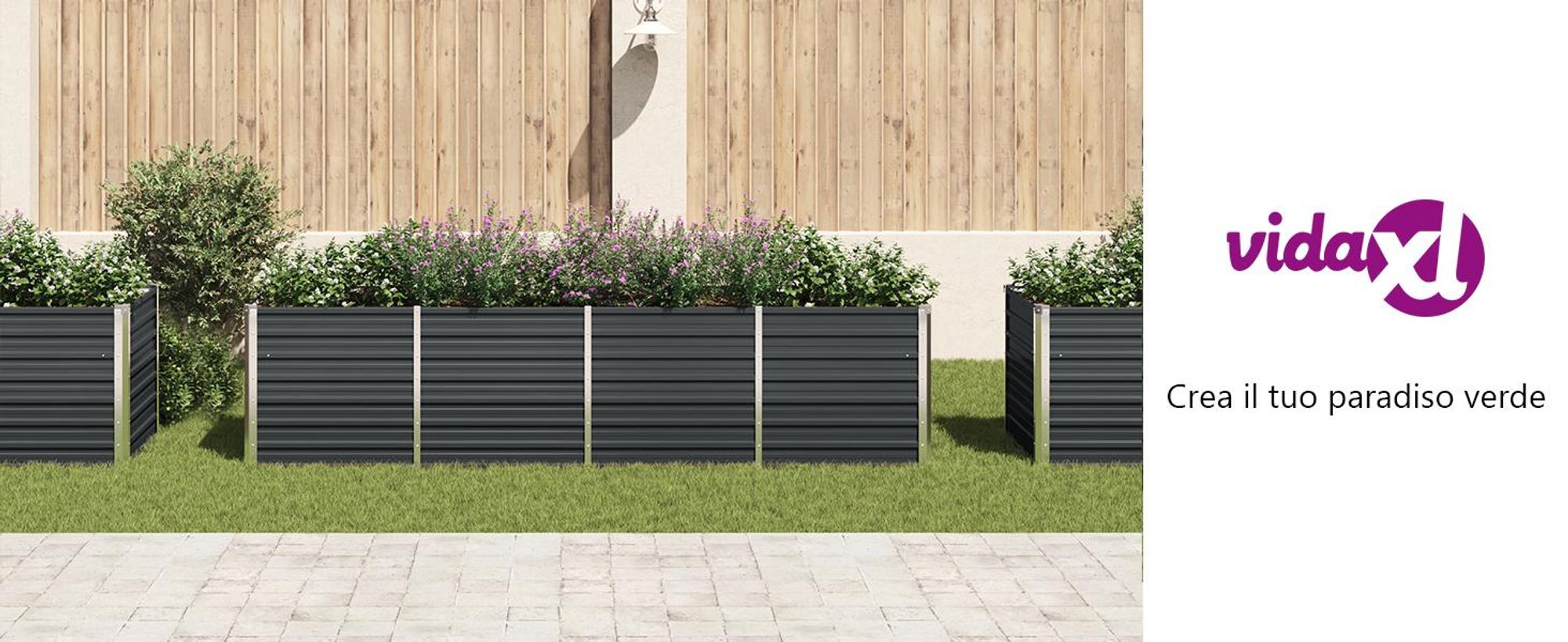 vidaXL Letto da giardino rialzato antracite 320 x 80 x 77 cm Acciaio zincato