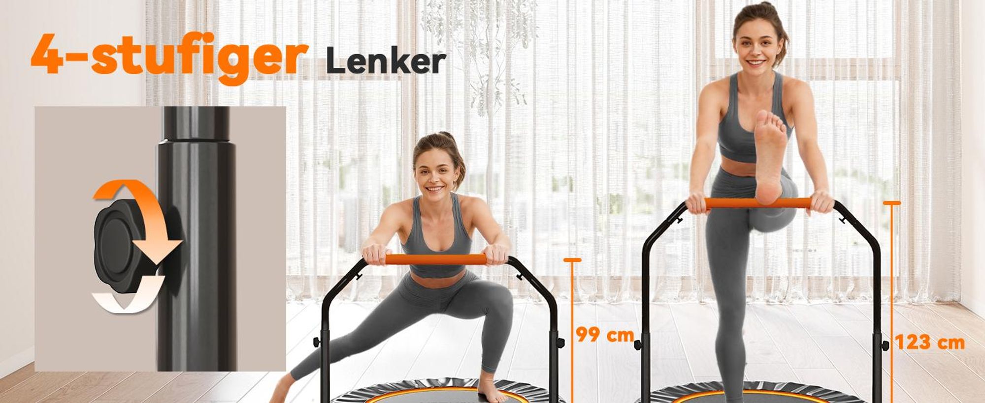 HOMCOM 102 cm Faltbarer Fitness-Rebounder, Fitness-Trampolin mit Haltegriff