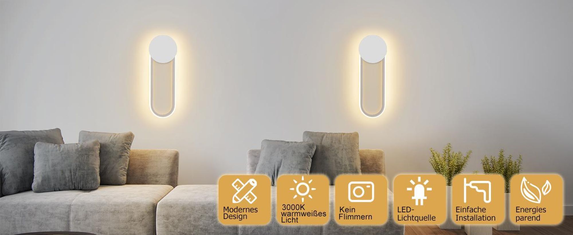 ZMH LED Wandleuchte Innen Wandlampe 12W Treppenhauslampe 41cm Weiß Flurlampe Modern Design 3000K Warmweiß Minimalistische Wandbeleuchtung für Schlafzimmer Wohnzimmer Flur Treppenhaus Küche
