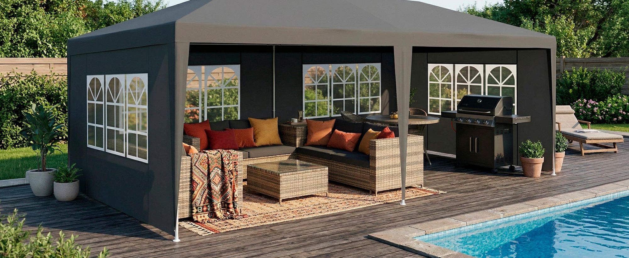 tectake® Pavillon Novara 6 x 3 m, im Stecksystem