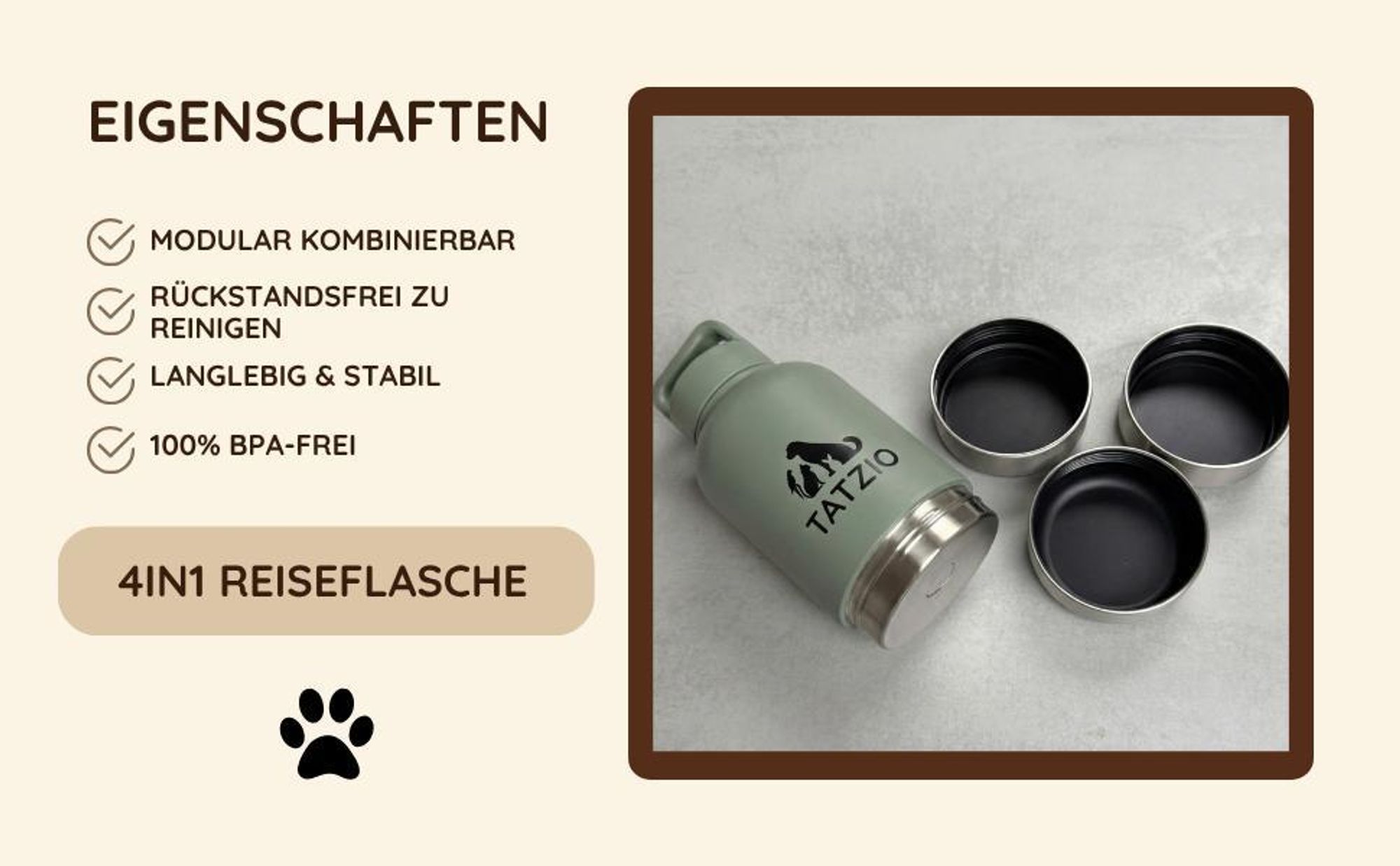 TATZIO Reiseflasche Eigenschaften