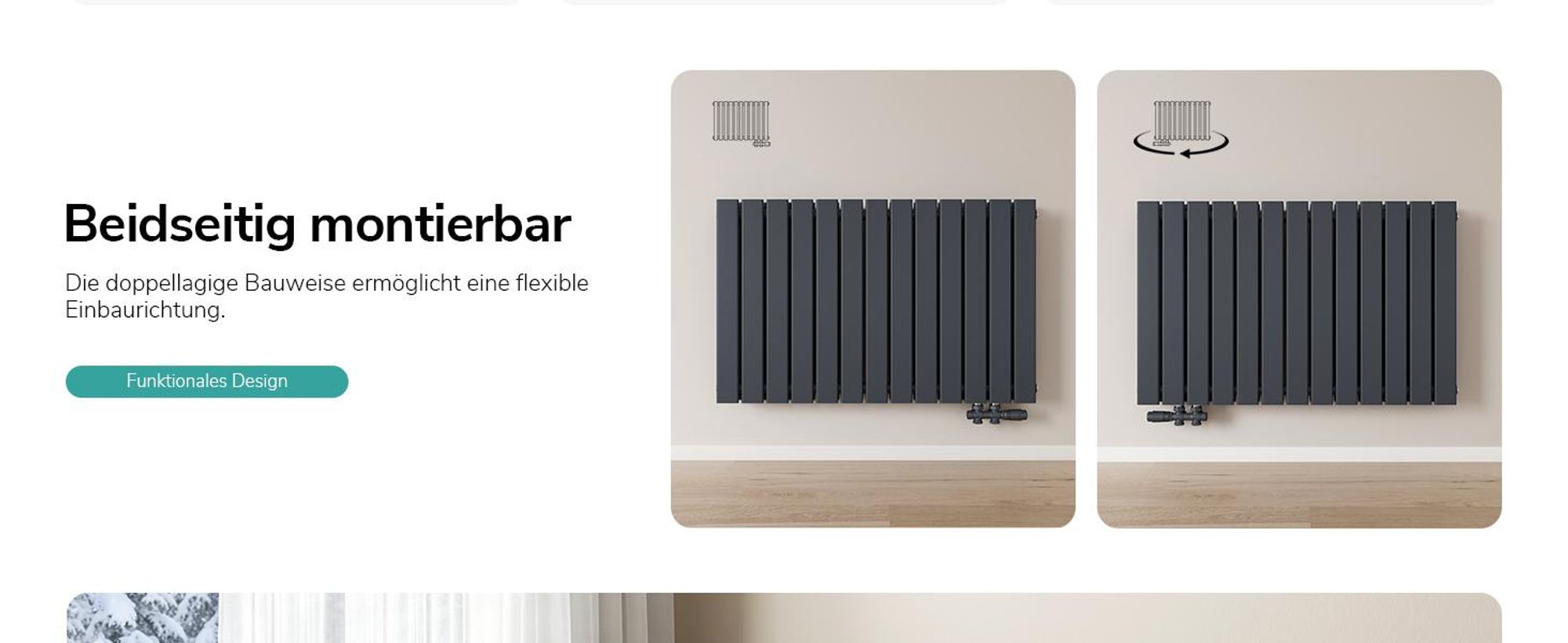 EMKE Heizkörper Flach 63 x 100,6 cm Doppellagig 1308 W Anthrazit Design Paneelheizkörper