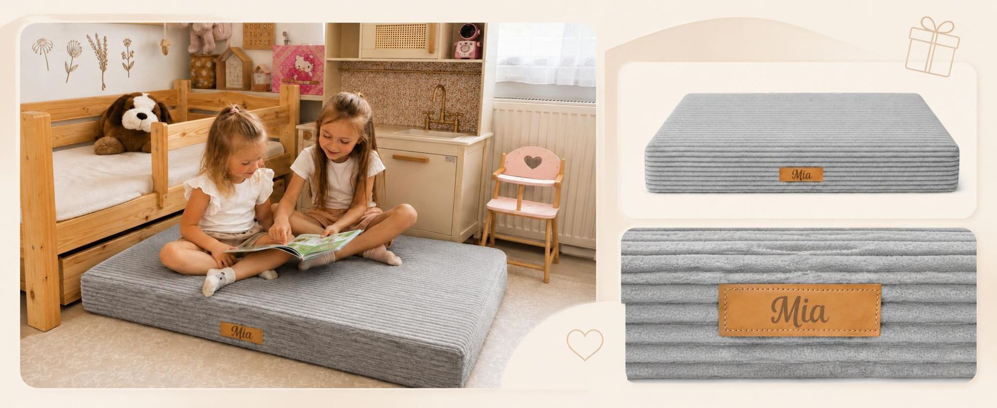 Flumi Kindertrampolin Hüpfmatte Indoor mit Cordbezug, 110x70 cm
