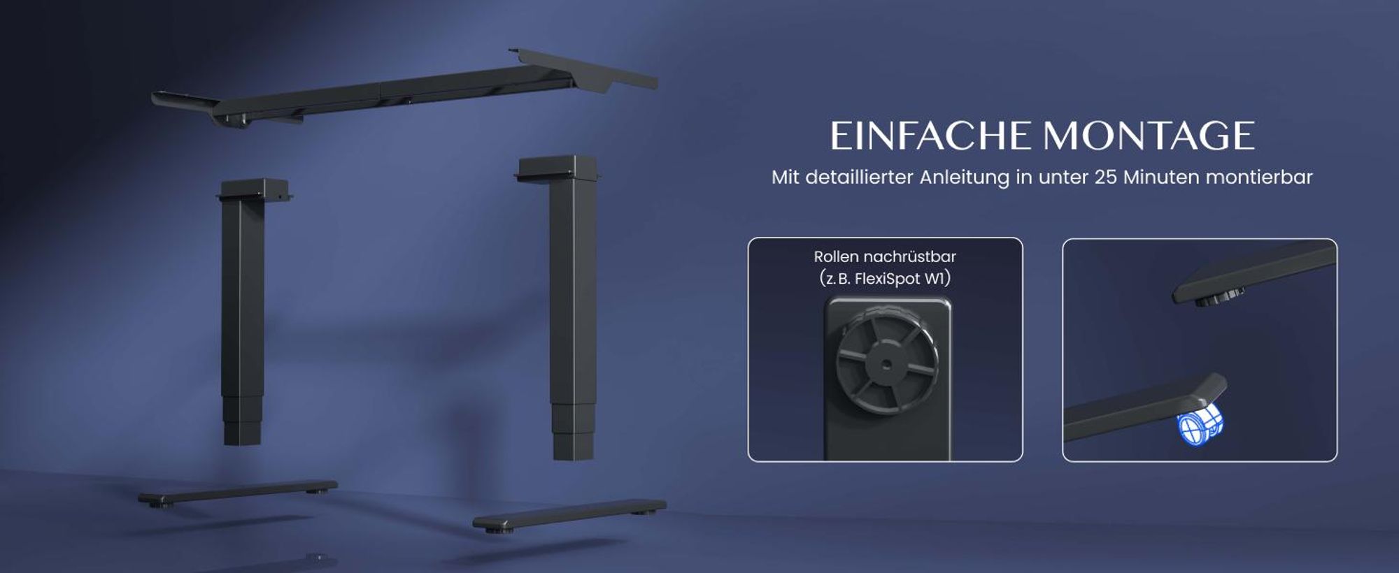 FLEXISPOT EC5 Pro höhenverstellbares Schreibtischgestell elektrisch mit 2 Motoren 160kg Tragkraft 3-fach-Teleskop Speicher- und Timer-Funktion Schwarz