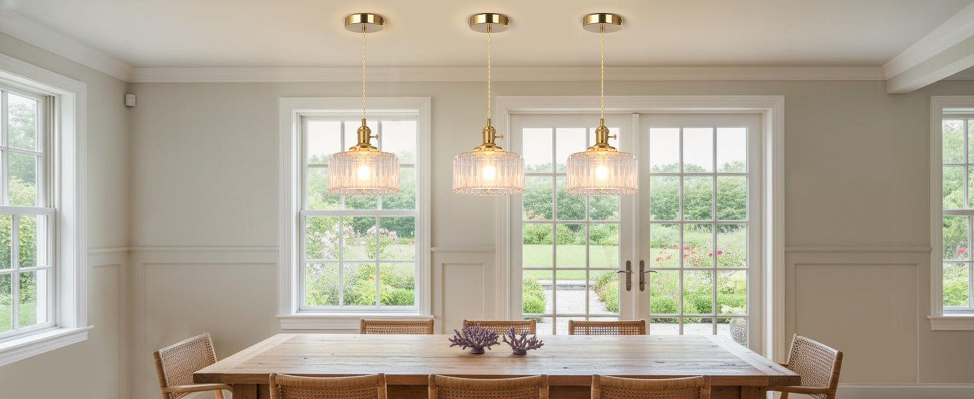 Glas Pendelleuchte Vintage Hängelampe mit Glasschirm Höhenverstellbare Deckenleuchte für Kücheninsel, Esszimmer, Schlafzimmer