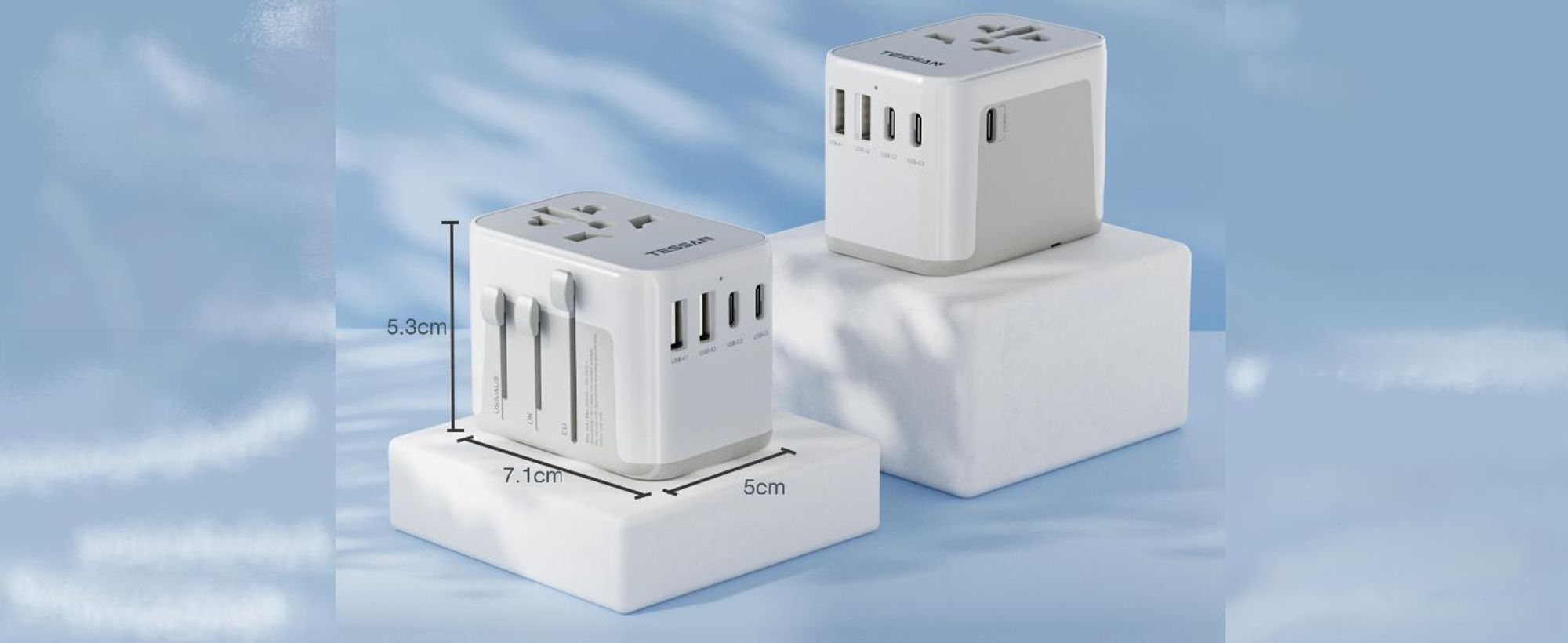 TESSAN Reiseadapter Weltweit mit 2 USB A 3 USB C Internationaler Steckdosenadapter