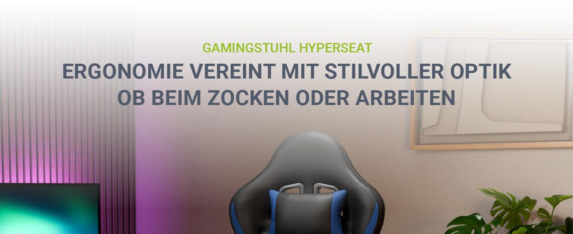 Juskys Gamingstuhl HyperSeat, ergonomisch, Kunstleder, höhenverstellbar – Schwarz/blau