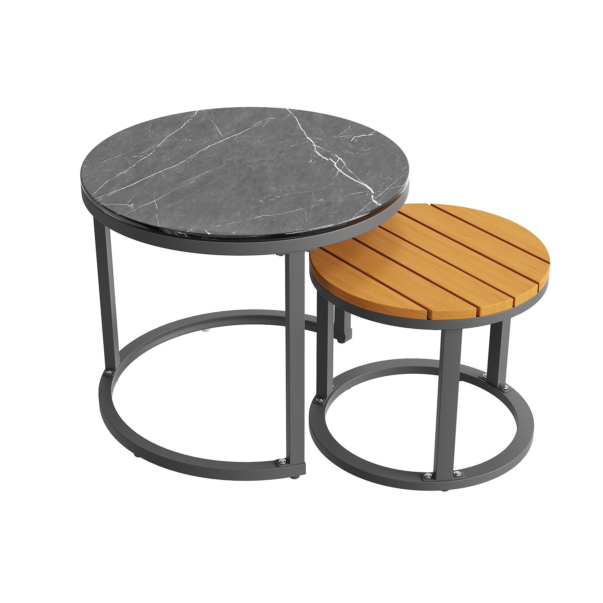Flieks Rattan Gartenloungeset 6-tlg., Balkonmöbelset für 5-6 Personen, Gartenmöbel-Set mit 2 Gartentischen, Gartengarnitur mit Ecksofa und Stuhl, Grau