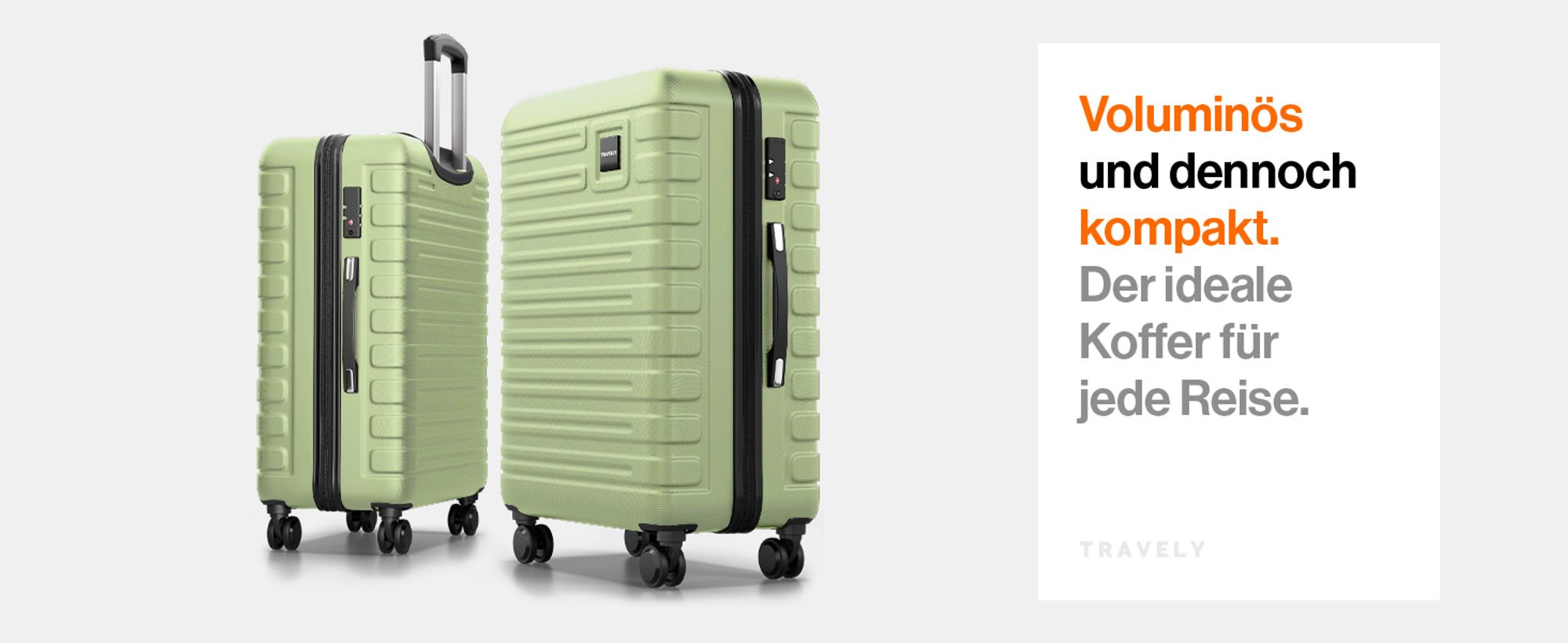 Travely Polycarbonat Koffer Groß 67cm L - 60L Innenvolumen - sehr robuster Hartschalen Koffer mit sanften Rollen & TSA Schloss, Reisekoffer, Koffer & Trolleys, Reisekoffer mit Rollen