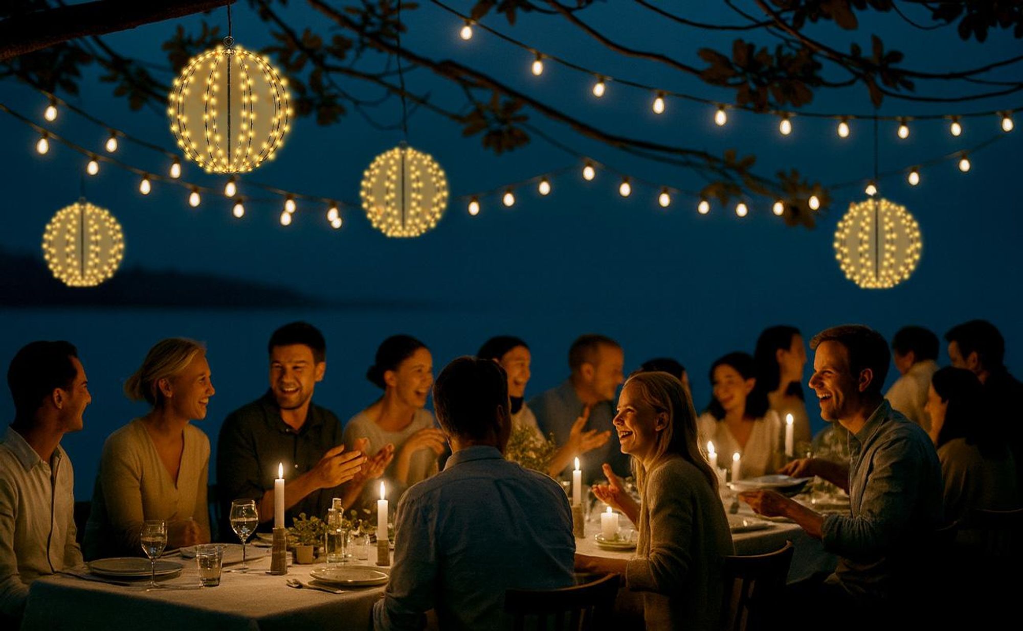 SALCAR LED Weihnachtsbeleuchtung Außen 120 LED Kugel Lichterkette Warmweiß