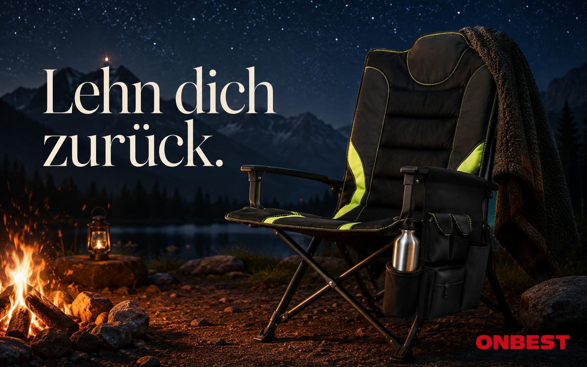 ONBEST Campingstuhl faltbar | 150 kg | inklusive Tragetasche | Rückentasche | Stahlgestell | Wasserabweisend