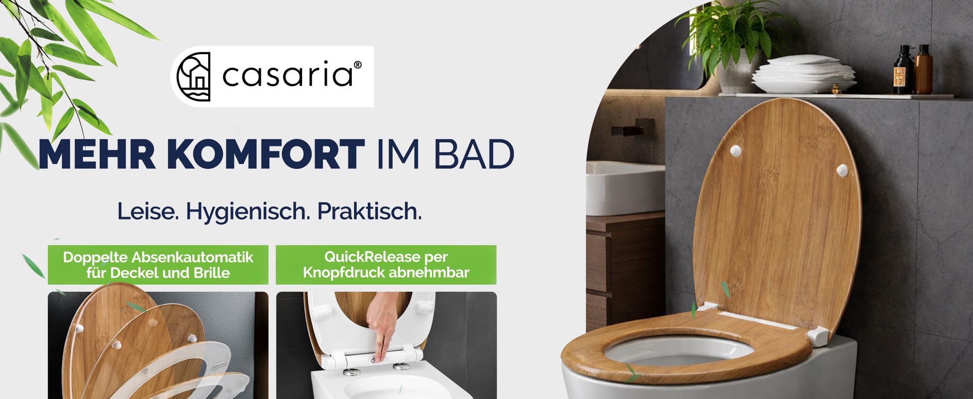 CASARIA Toilettendeckel mit Absenkautomatik Quick Release WC Sitz